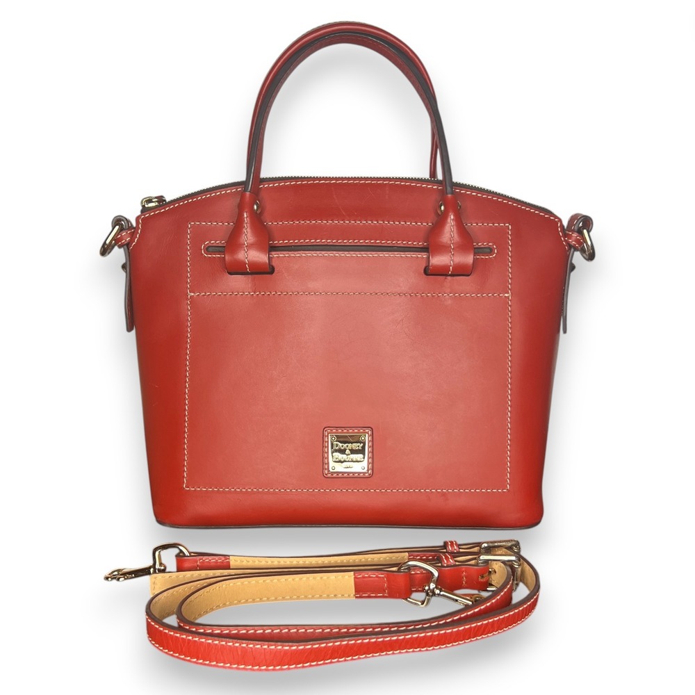 Dooney & Bourke Satchel Red Leather Zip Top Shoulder Crossbody Bag Medium